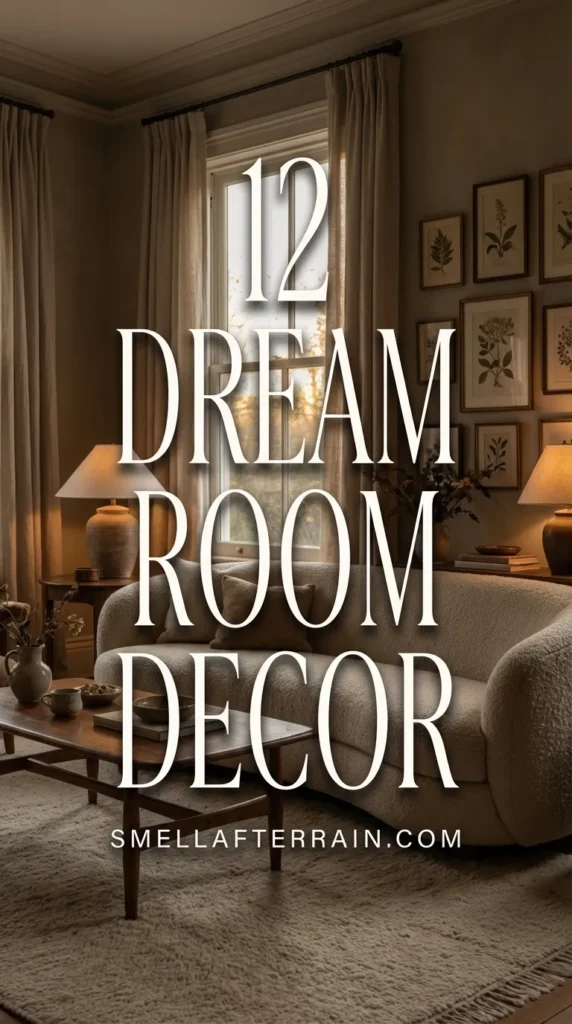 Dream Room Decor: A cozy bedroom sanctuary featuring warm amber lighting, chunky knit throws, and vintage heirloom accents on a wooden nightstand.