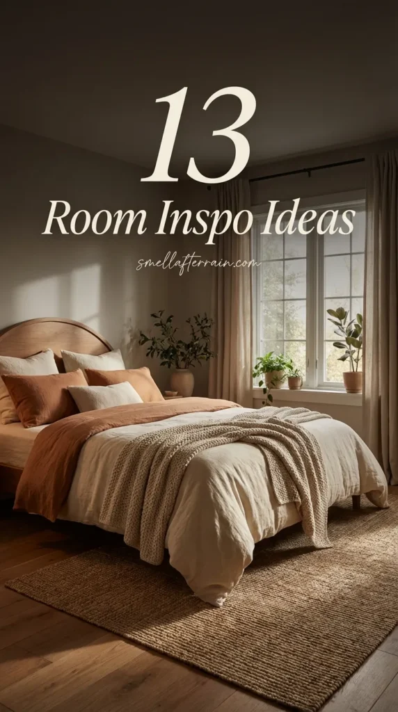 Room Inspo Ideas: A warm and inviting living space featuring textured throw blankets, soft ambient lighting, and neutral tones designed for guest comfort.