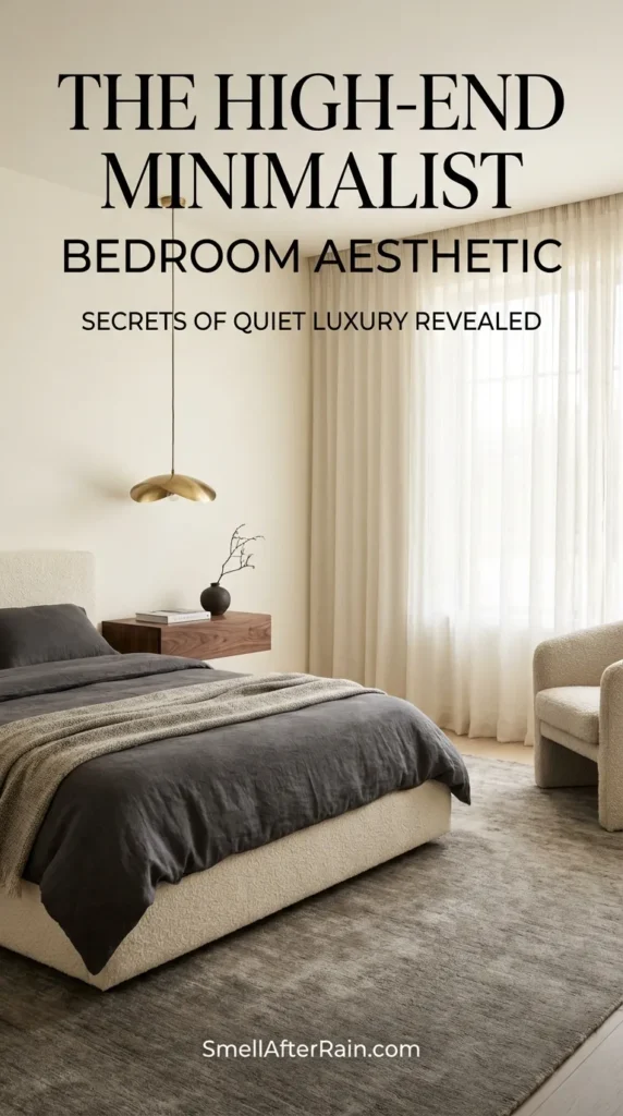 A cozy, warm-lit bedroom featuring a white dresser, neutral bedding, and lush plants, illustrating the principles of Mastering the High-End Minimal Bedroom Aesthetic. The design balances simplicity with warmth, showcasing how texture and lighting create a sophisticated, clutter-free sanctuary.